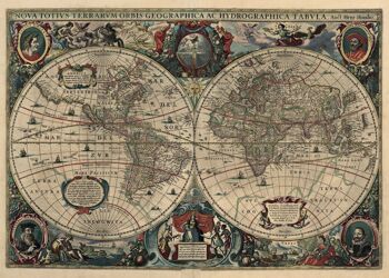 Affiches Carte du monde historique 1630 - Henricus Hondius