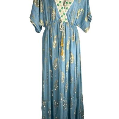 Vestido Largo Artesanal Estilo Boho para Mujer con Mangas