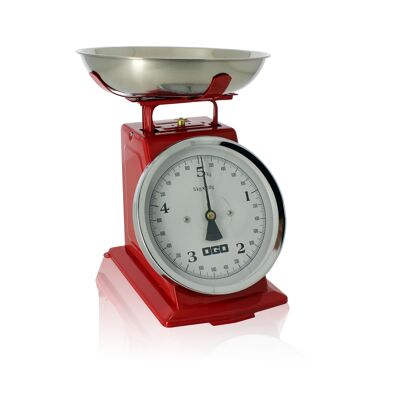 Balance de cuisine mecanique rouge 5kg/20g