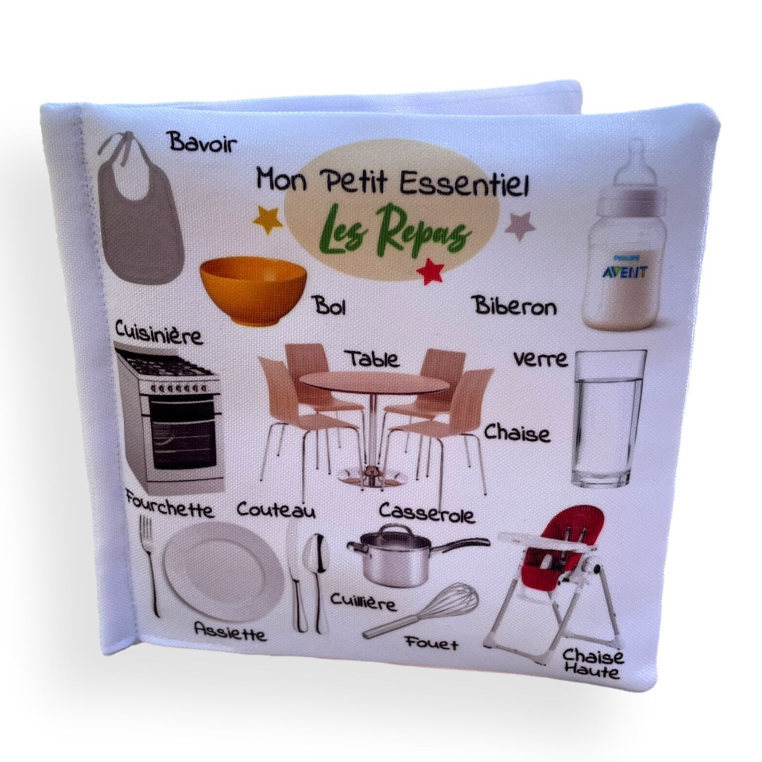 Livre éducatif images en tissu pour bébé - Premiers repas- essentiel format