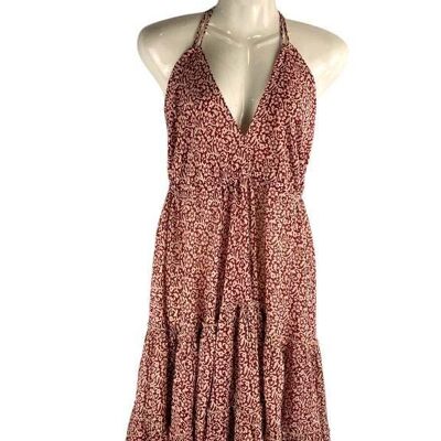 Robe longue en coton faite main avec décolleté et bretelles