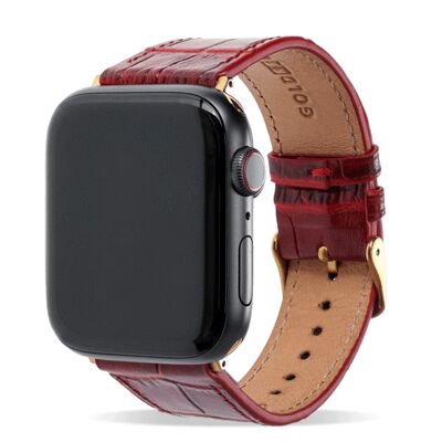 Correa Apple Watch croco rojo (adaptador dorado) 38/40/41mm