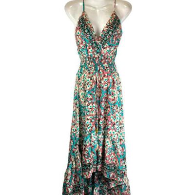 Vestido Largo Artesanal Seda con Espalda Descubierta