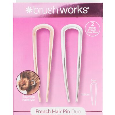 Brushworks French Hair Pin Duo - Gold & Silver