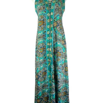 Robe longue multicolore en soie indienne faite à la main pour femme