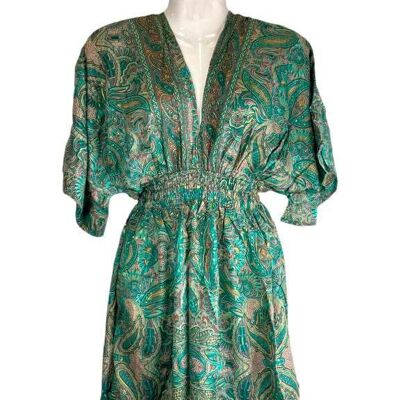 Robe en soie indienne artisanale avec nœud dans le dos
