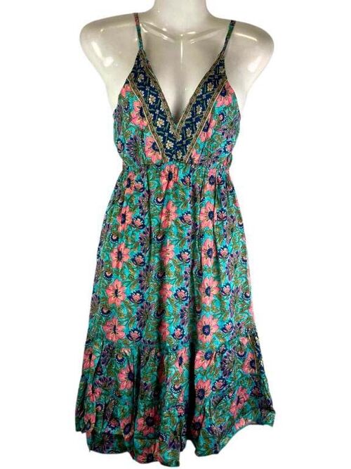 Vestido Largo Artesanal en Seda con Diseño Flores B2B