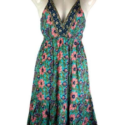 Robe longue en soie à motif floral B2B