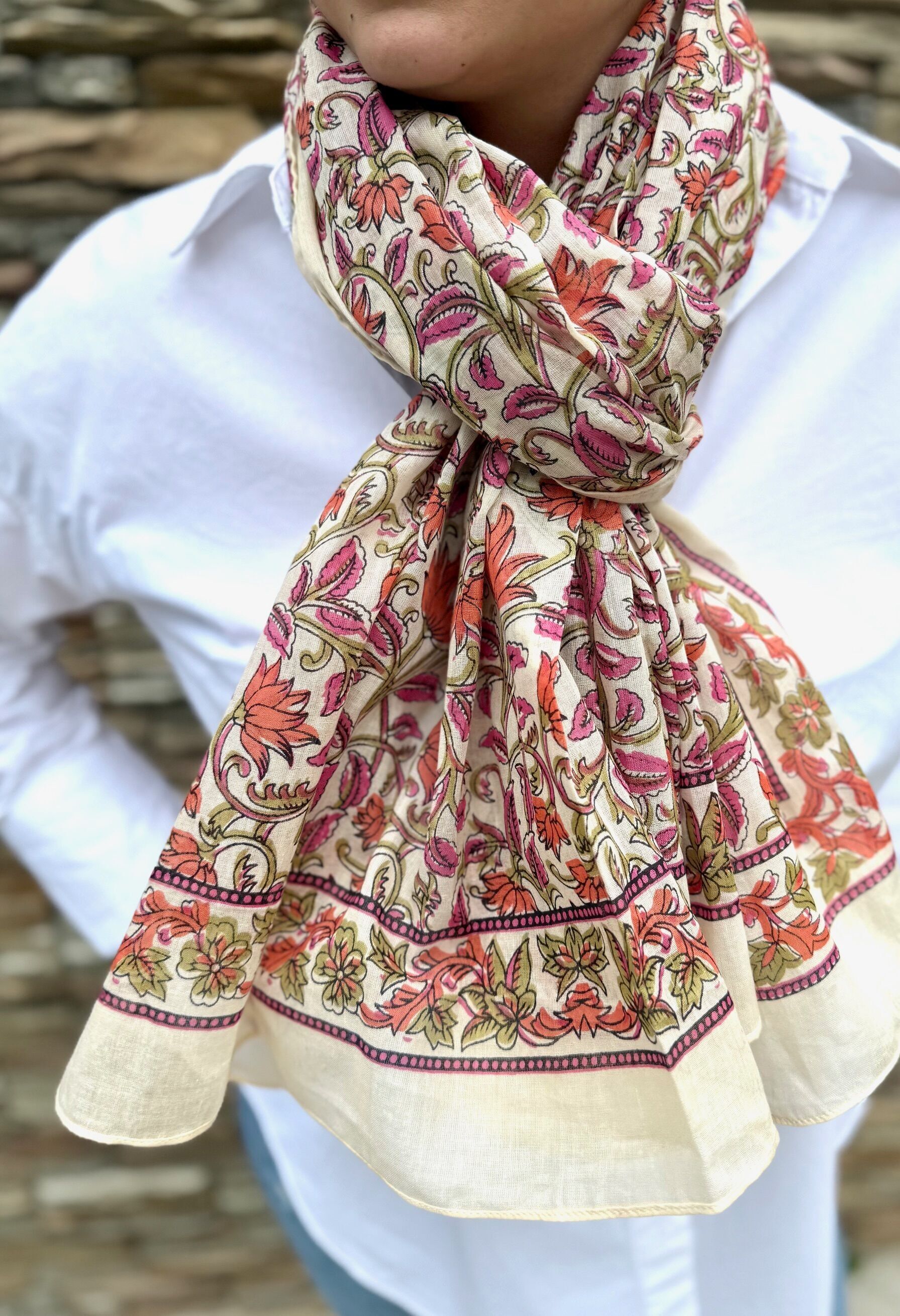 Bufanda de algodón india para mujer