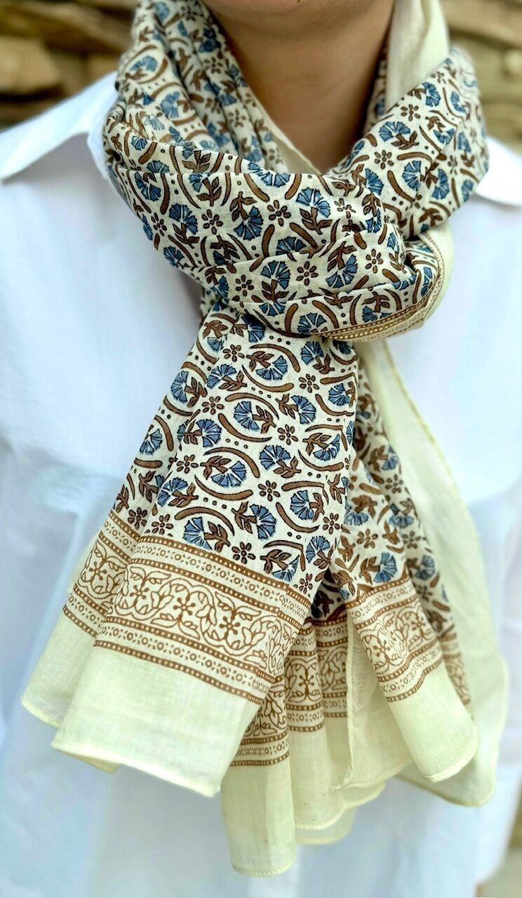 Bufanda de algodón con estampado indio – 100% algodón – 100x180 cm