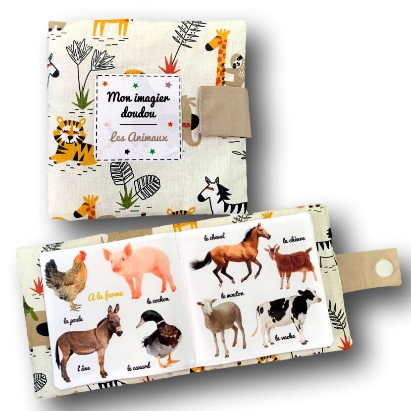 Book of educational images in tissue for babies - Les animaux