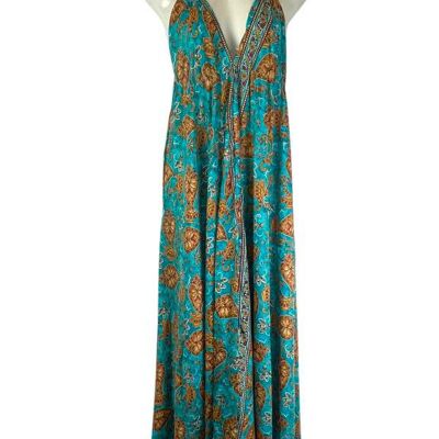 Vestido Largo Artesanal Seda con Espalda Descubierta