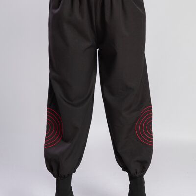 Pantaloni larghi taglie forti con coste rosse (B163)