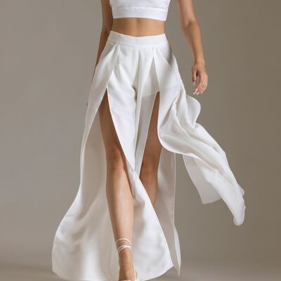 Pantalones Palazzo con velos superpuestos y pantalones cortos incorporados