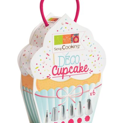 Caja "Cupcake Déco" 6 boquillas de acero inoxidable