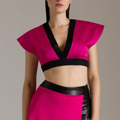 Crop Top in Popeline con Maniche Kimono