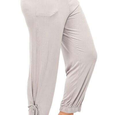 Pantaloni grigi taglie forti con allacciatura (B131)