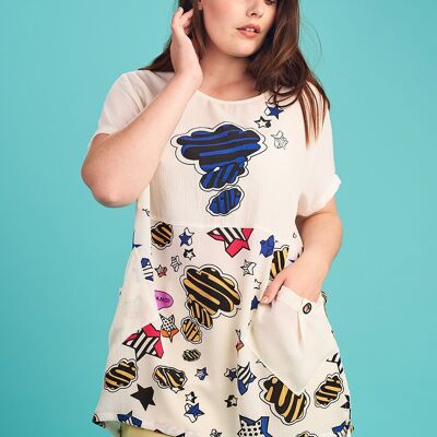 Plus Size Grained Logo Tunic (A875)