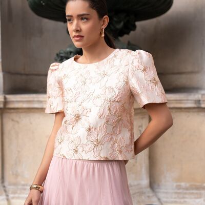 Embossed floral jacquard top - CK08392