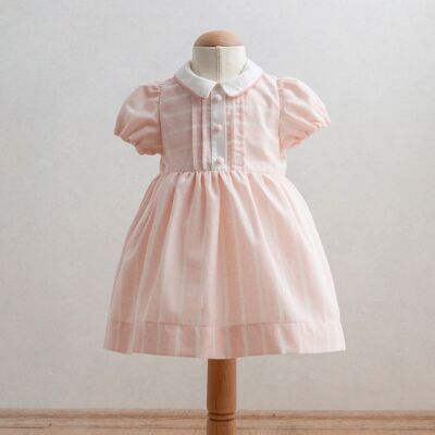 Lot de cinq robes classiques en lin naturel pour bébé, tailles 3 à 24 mois, tenue pour fille