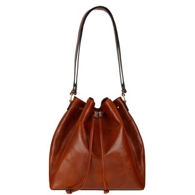 Leather Bucket Bag for Women - Sybil