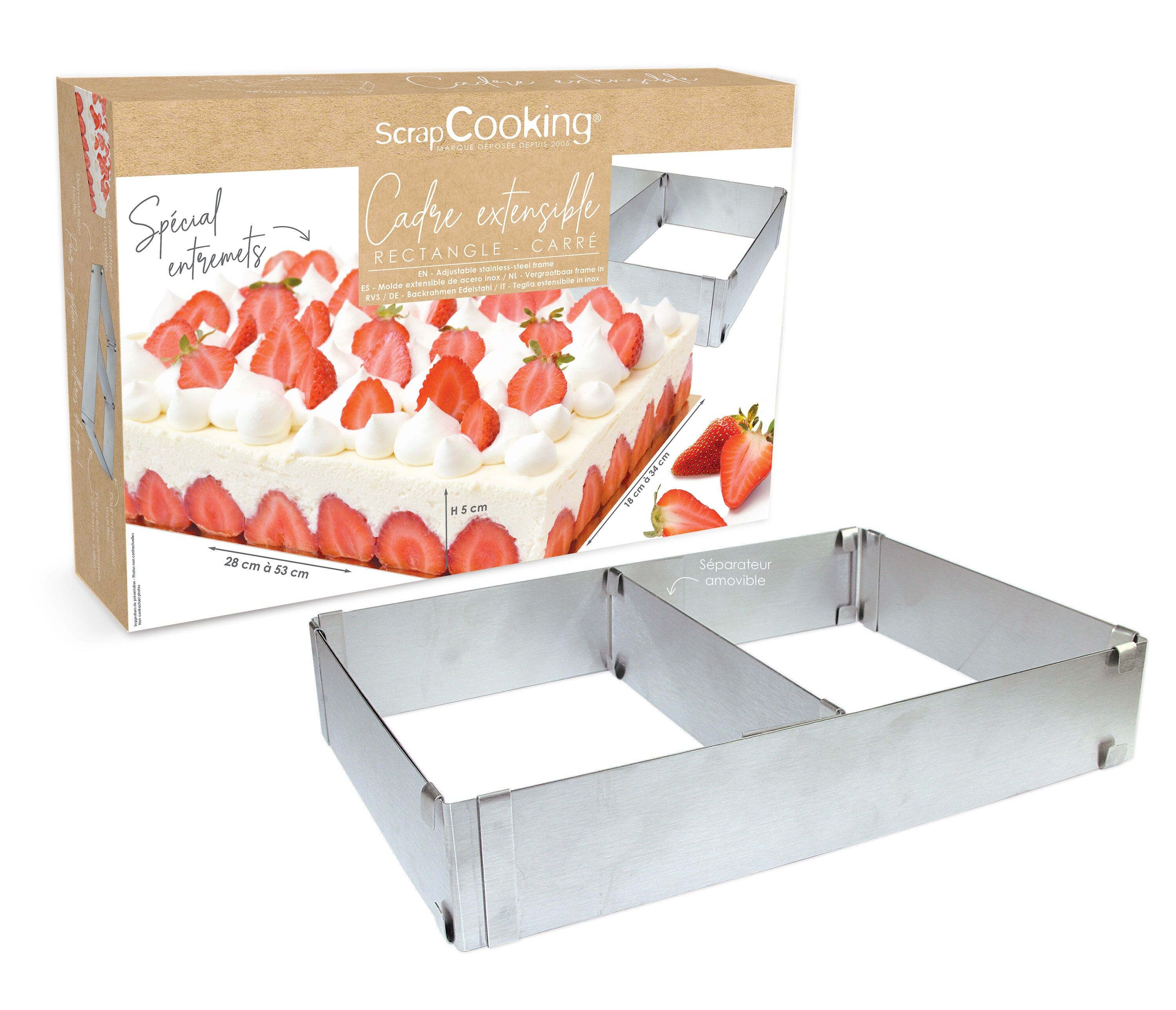 Cornice rettangolare allungabile 27/52 cm acciaio inox