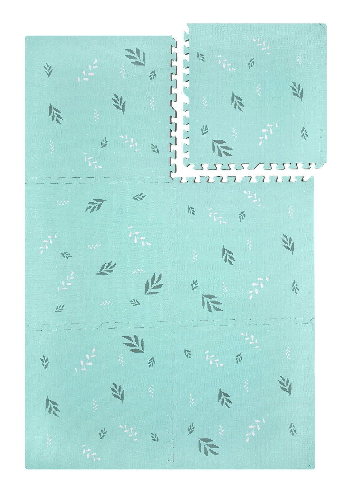 Alfombra de juego infantil Kidolo Green Leaves Puzzle - 120 x 180 cm