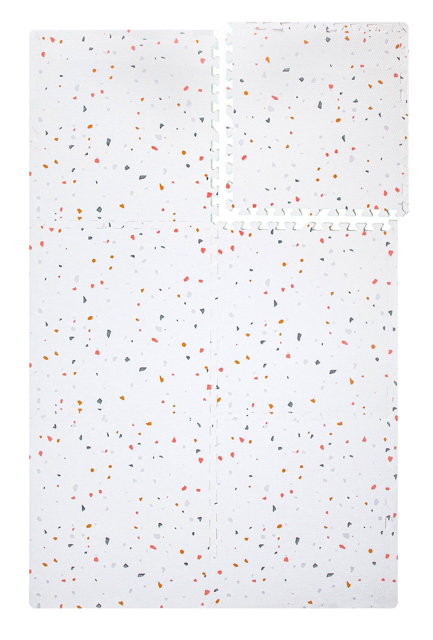 Alfombra de juego infantil Kidolo de terrazo blanco (120 x 180 cm)
