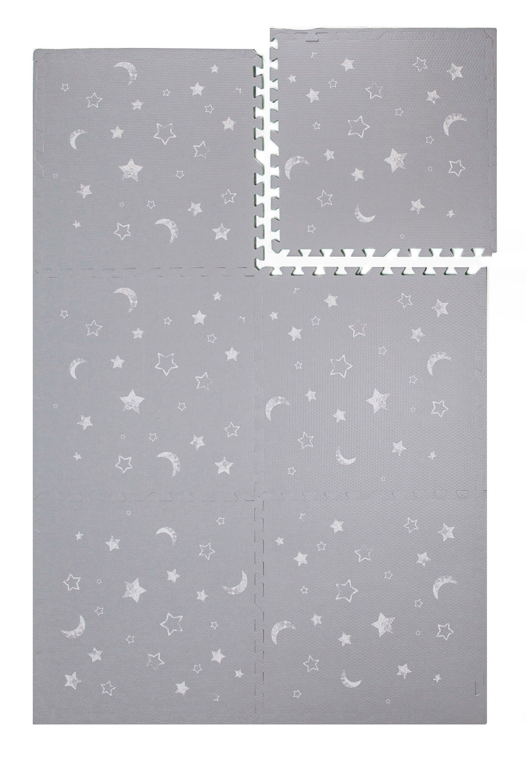 Alfombra de juego infantil Kidolo con diseño de estrellas grises (120 x 180 cm)