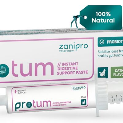Pâte probiotique Zanipro Protum pour chats - Formule prébiotique 15 ml pour la santé digestive - Soutien naturel contre la diarrhée, la constipation et l'équilibre intestinal du chat - Soutien avancé pour la digestion féline - Herbe à chat