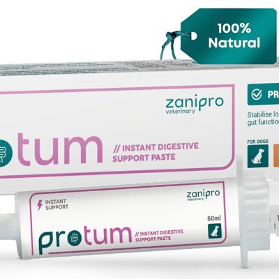 Pasta probiotica Zanipro Protum per cani - 60 ml - Formula prebiotica avanzata per il supporto digestivo - Gustoso sapore di zucca per la salute intestinale canina - Favorisce la digestione, il recupero dalla diarrea e il benessere
