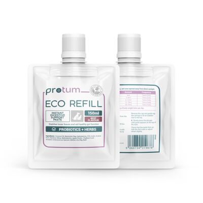 Sachet de recharge probiotique Zanipro Protum pour chats et chiens - Formule prébiotique et de soutien digestif en pâte de 150 ml - Solution avancée pour la santé intestinale des chiens - Complément savoureux pour la digestion et la diarrhée - Bœuf