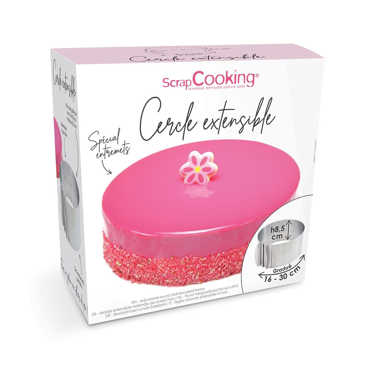 Telaio tondo allungabile in acciaio inox 16/30 cm