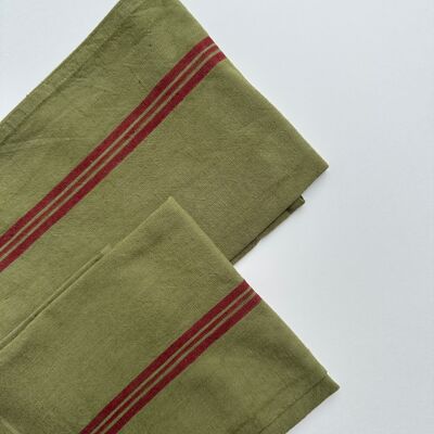 Vintage striped tea towel - chartreuse