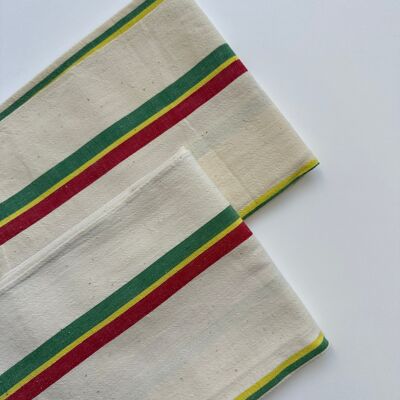 Vintage Striped Tea Towel - Chalk