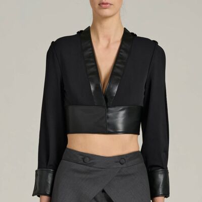 Camisa kimono con banda de cuero