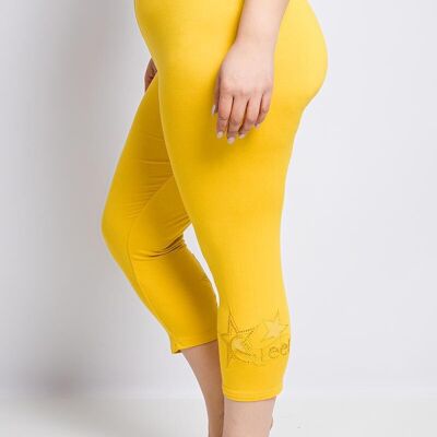 Legging court grande taille motif étoile jaune (B209)