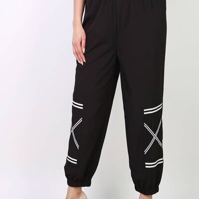 Pantalones deportivos negros de talla grande (B175)