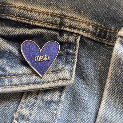 Spilla a forma di cuore blu