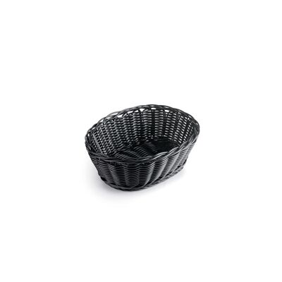 Polyrattan Herringbone Bread Basket Black.Oval 24X16X8 - IBILI