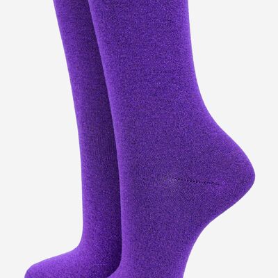 Calzini viola glitterati con polsino smerlato