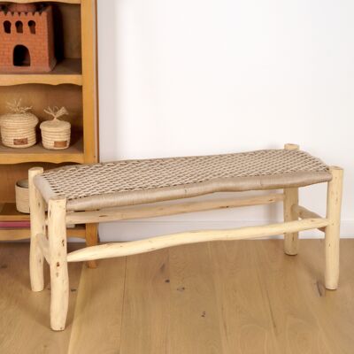 Banco de madera con asiento de nailon beige