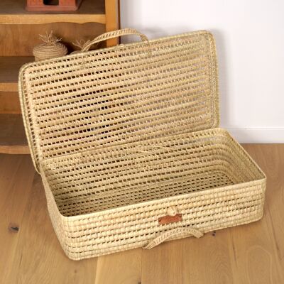 Cesta bajo cama de hoja de palma 100cm - Doble asa