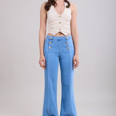 Jeans a zampa con bottoni - Océane