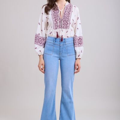Jeans a zampa in denim blu Calie