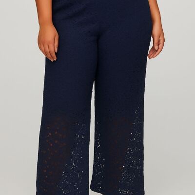 Navy Blue Wide Lace Pants – Chic and Comfortable