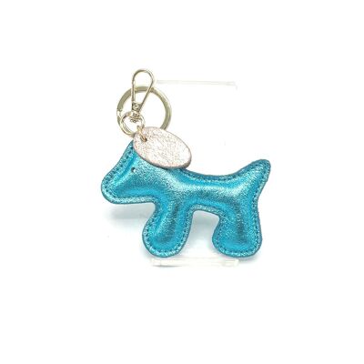 Bicolor laminated leather key chain, Cute Puppy Design, art. PO03LA