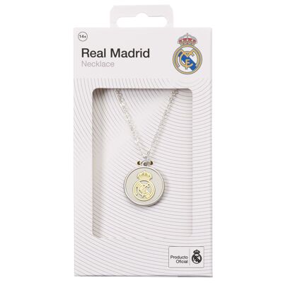 Real Madrid Football Club Silver Pendant with Gold Crest Necklace