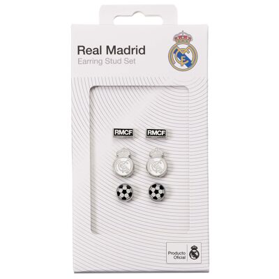 Lot de 3 boucles d'oreilles à tige du Real Madrid Football Club
