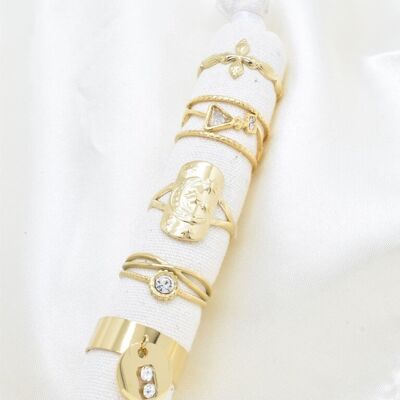 Set of 5 stainless steel rings - PR014BG-OR